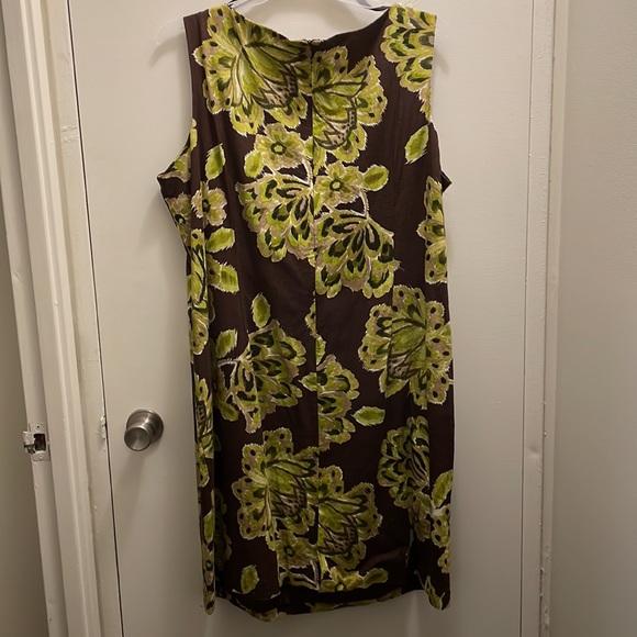 Laura Plus 24W brown/multi green beaded Dress - Picture 4 of 5